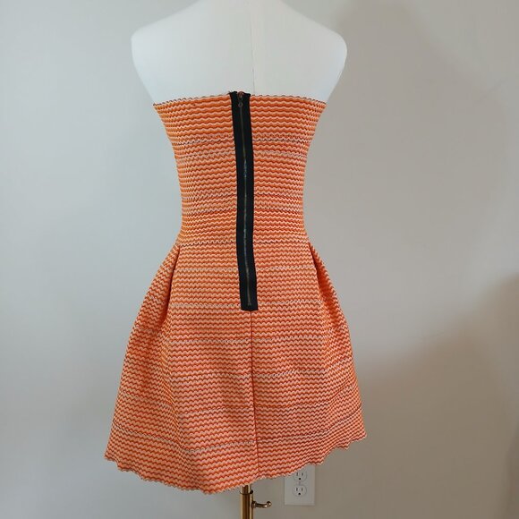 Akira Chicago Black Label Fit & Flare Mini Dress Women' Size M Orange Strapless - Picture 4 of 6